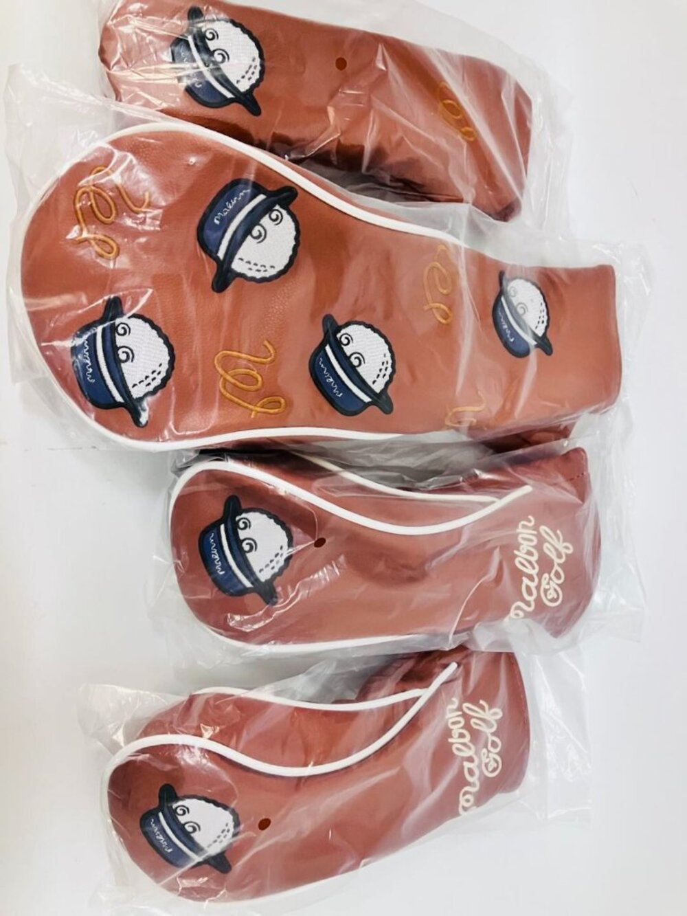 Malbon Golf Club Headcovers Fisherman Hat Brown Wood Driver Hybrid Putter